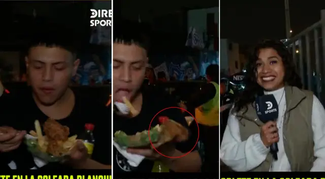 La reportera de DirecTV Sports quedó impactada luego de ver al hincha recoger su presa del suelo.