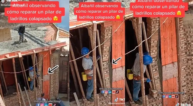 Albañil no calculó bien el peso del techo que llenaría y arruina las columnas de casa Albañil no calculó bien el peso del techo que llenaría y arruina las columnas de casa