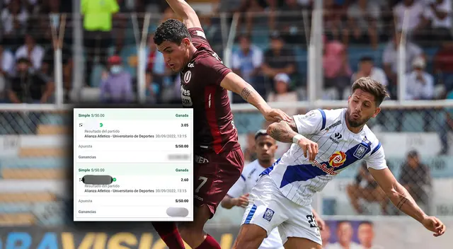 Hincha realizó 2 apuestas y terminó ganando ambas en el partido de Universitario vs Alianza Atlético