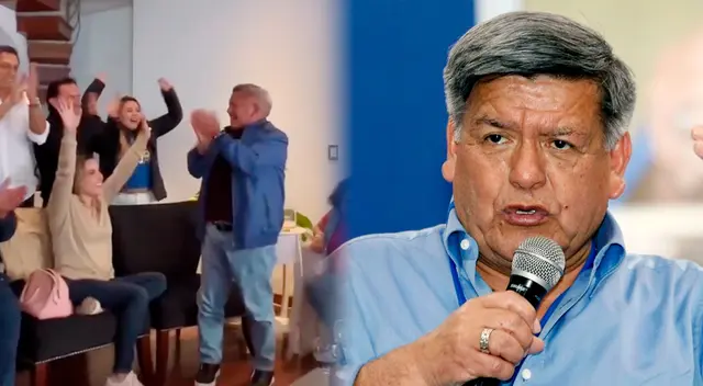 Mira cómo celebró César Acuña al saber que lidera las elecciones.