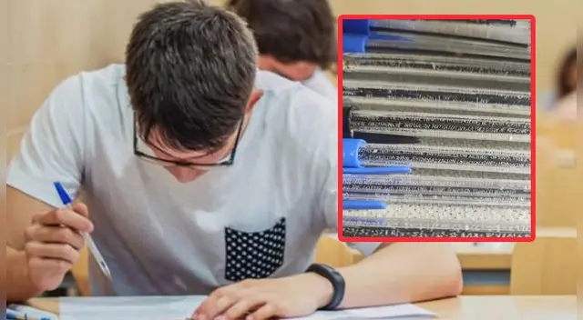 Profesora mostró el método que inventó uno de sus alumnos para copiar.