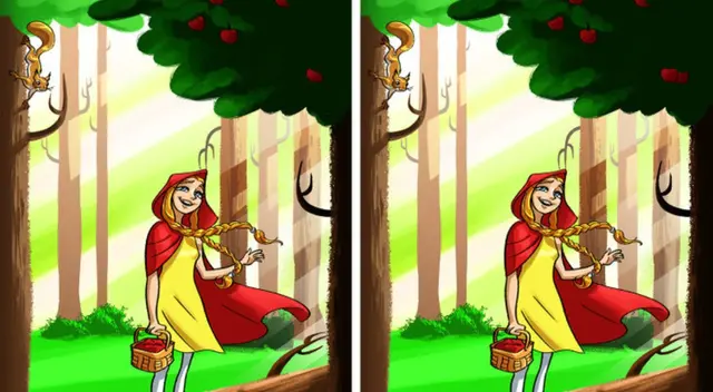 ¿Podrás hallar las 2 diferencias? Atrévete a resolver este reto de la 'Caperucita roja' ¿Podrás hallar las 2 diferencias? Atrévete a resolver este reto de la 'Caperucita roja'