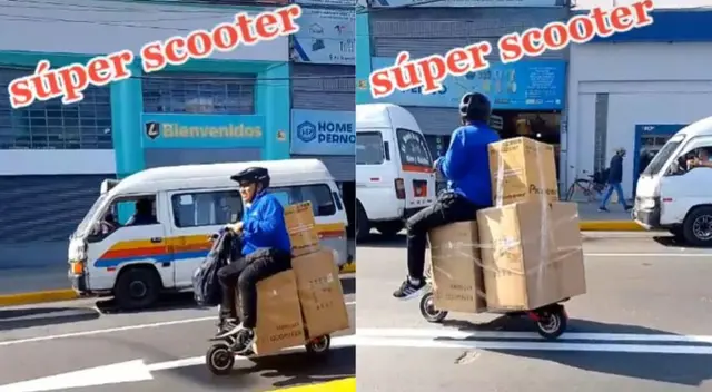 TikTok: joven usa pequeño scooter como transporte carga y se ahorra el taxi - VIDEO TikTok: joven usa pequeño scooter como transporte carga y se ahorra el taxi - VIDEO