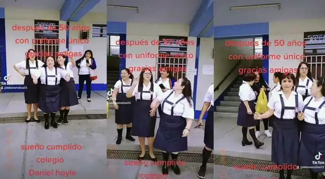 TikTok: señoras usan uniforme escolar en reencuentro de promoción y son virales - VIDEO