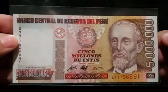 ¿Tu abuelita te heredó un billete de 5 millones de Intis? No lo botes, podría valer mucho dinero ¿Tu abuelita te heredó un billete de 5 millones de Intis? No lo botes, podría valer mucho dinero