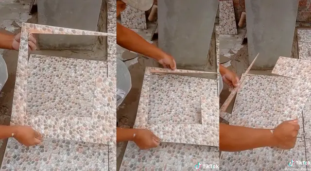 Creyó que albañil cometió error de novato al cortar mayólica y este lo sorprende con su técnica Creyó que albañil cometió error de novato al cortar mayólica y este lo sorprende con su técnica