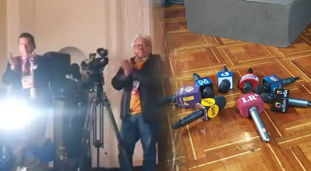 Prensa protesta en Palacio de Gobierno tras ser encerrados en sala Tupac Amaru