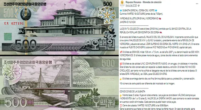 Peruano subasta billete antiguo de Corea del Norte y usuarios se 'pelean' por tenerlo Peruano subasta billete antiguo de Corea del Norte y usuarios se 'pelean' por tenerlo