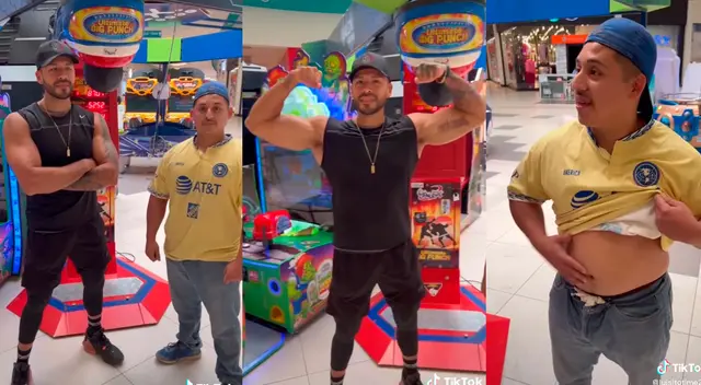 TikTok: chico fitness quiso medir sus fuerzas contra albañil y este lo deja en ridículo