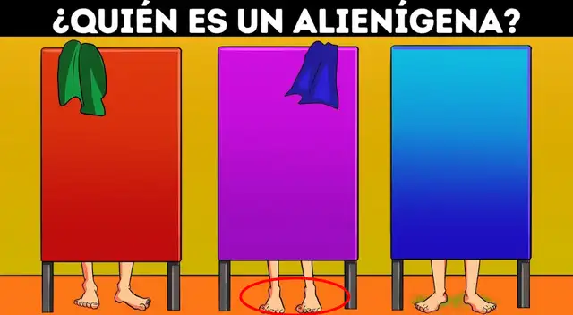 Solución al acertijo visual. El alien es el de en medio (tiene dos pies izquierdos).