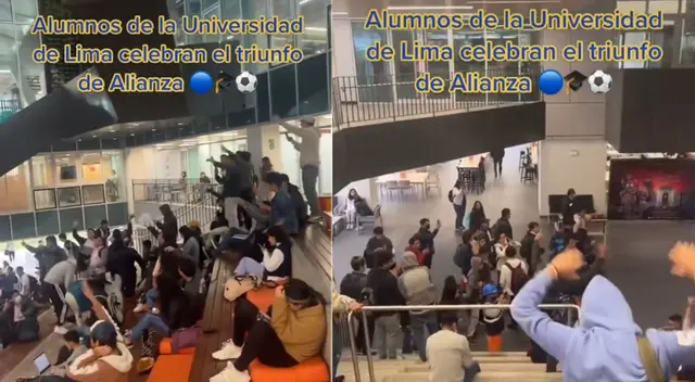 Alumnos de la conocida universidad celebran victoria de Alianza Lima ante Ayacucho. Alumnos de la conocida universidad celebran victoria de Alianza Lima ante Ayacucho.