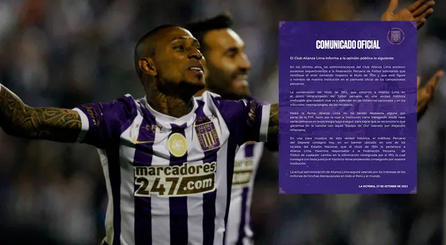 Alianza Lima se pronunció sobre título del 34 Alianza Lima se pronunció sobre título del 34