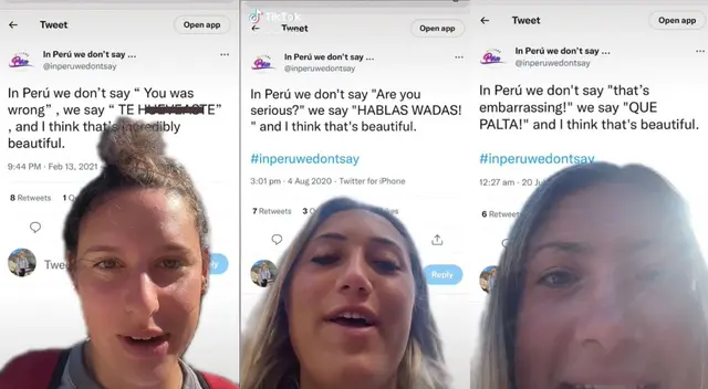 TikTok: extranjeras son virales tras decir "Y a mi que chuc***" y otras frases peruanas TikTok: extranjeras son virales tras decir "Y a mi que chuc***" y otras frases peruanas