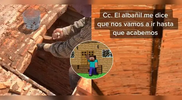 El techo de este albañil fue comparado con Minecraft. El techo de este albañil fue comparado con Minecraft.