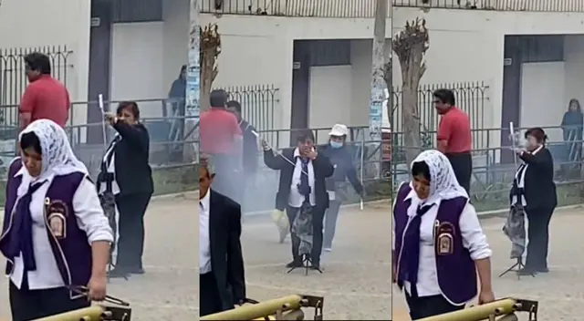 Enciende fuegos artificiales con cigarro en plena procesión y es furor en redes - VIDEO