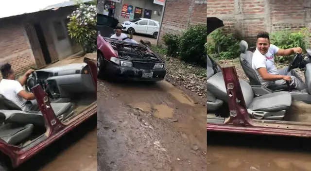 Se luce por las calles con auto desmantelado y es la sensación: "Convertible futurista" Se luce por las calles con auto desmantelado y es la sensación: "Convertible futurista"