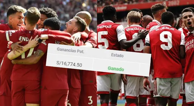 Triunfo de Arsenal y Liverpool convierte a hincha en 'millonario' tras ganar más de 16 mil soles Triunfo de Arsenal y Liverpool convierte a hincha en 'millonario' tras ganar más de 16 mil soles