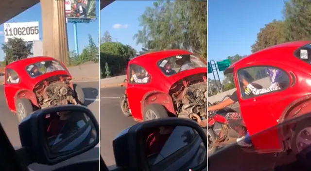 Auto 'escarabajo' luce 'partido a la mitad' en la vía pública y causa conmoción en TikTok Auto 'escarabajo' luce 'partido a la mitad' en la vía pública y causa conmoción en TikTok