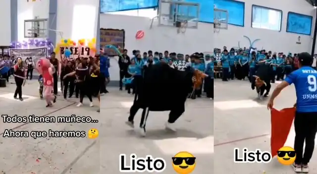 Olvidan la mascota en evento y con improvisación de creativo toro terminan superando a todos Olvidan la mascota en evento y con improvisación de creativo toro terminan superando a todos