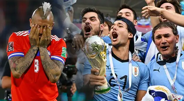 Hinchas de Uruguay y su dedicatoria a Chile.