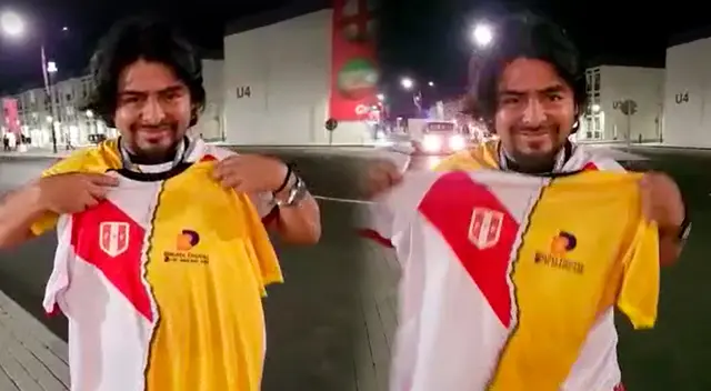 Hincha peruano llega hasta Doha para alentar Ecuador. Hincha peruano llega hasta Doha para alentar Ecuador.