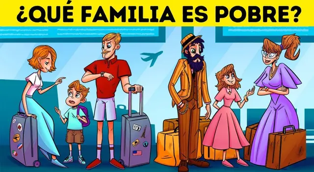 ¿Quién crees que es la familia pobre? Solo tienes 5 segundos para hallarlo. | Fuente: Acertijo en 7 segundos