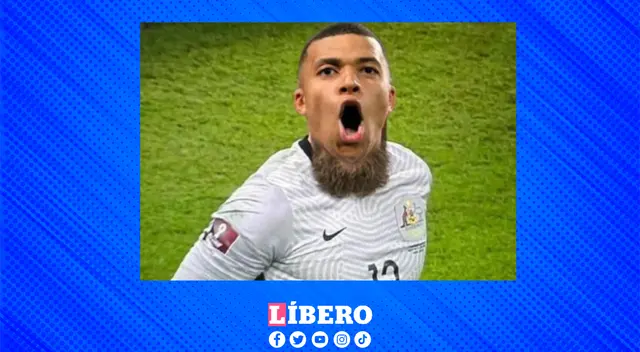 Mbappé  imitando la celebración del 'Arquero bailarín'.