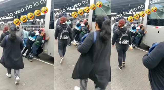 Ciudadanos empujan Metropolitano como auto y causan furor en TikTok: "Mi Perú es lo máximo"