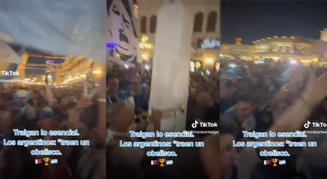 Banderas, camisetas, trompetas y un mini 'Obelisco' invadieron las calles de Qatar.