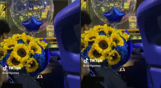 Un joven se volvió tendencia luego de ser visto con un enorme ramo en un micro Un joven se volvió tendencia luego de ser visto con un enorme ramo en un micro