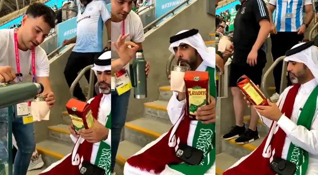 Fanático saudita no dudó en degustar la emblemática infusión argentina.