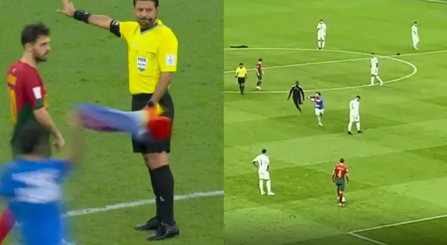 Hincha interrumpe el Portugal vs. Uruguay y entra a la cancha con bandera LGTBIQ+ Hincha interrumpe el Portugal vs. Uruguay y entra a la cancha con bandera LGTBIQ+