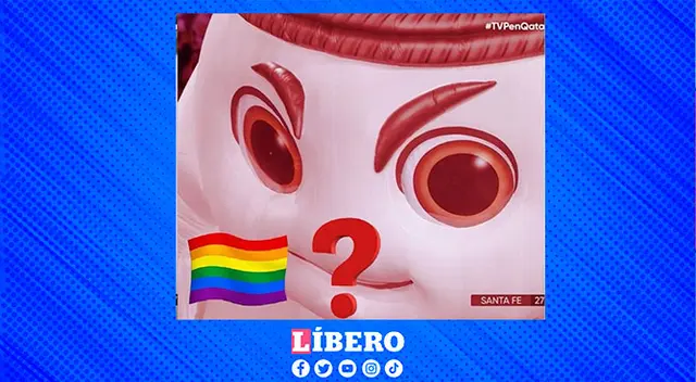 Las mascota del mundial contra el hincha con la bandera LGTBI+ Las mascota del mundial contra el hincha con la bandera LGTBI+