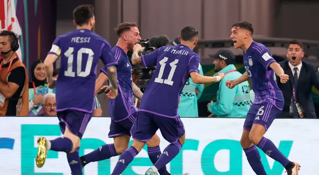 Argentina celebra el gol de Mac Allister