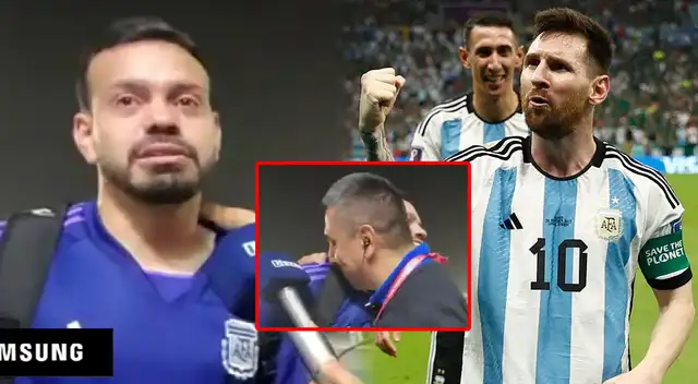 Hincha argentino se emocionó al ver el triunfo de su selección en Qatar. Hincha argentino se emocionó al ver el triunfo de su selección en Qatar.