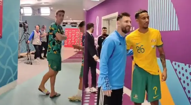 Futbolistas de Australia esperaron a Messi para tomarse una foto en los camerinos