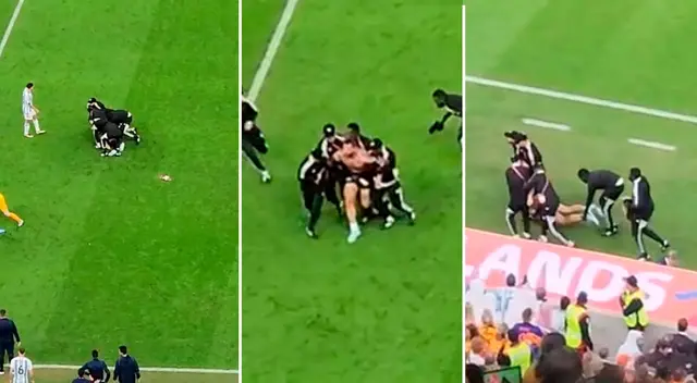 Un hincha de nacionalidad desconocida invadió el Argentina vs. Países Bajos y fue retenido a tiempo.