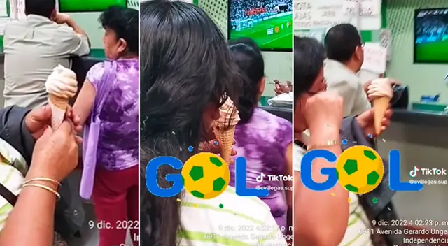 Apuesta con señora que Países Bajos empataría a Argentina y se come su helado: "¡Gol, Señora!"