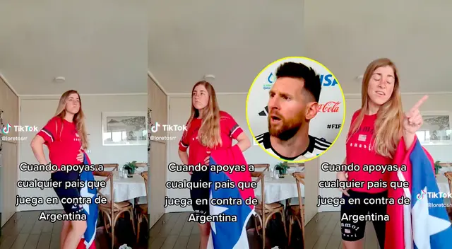 Chilena señala que no apoya a Argentina en el mundial 2022. Chilena señala que no apoya a Argentina en el mundial 2022.