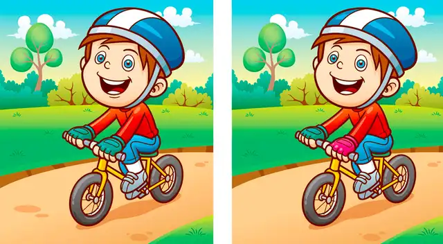 Si tienes una mente muy hábil lograrás ubicar las 5 diferencias de este reto del niño en su bicicleta. Si tienes una mente muy hábil lograrás ubicar las 5 diferencias de este reto del niño en su bicicleta.