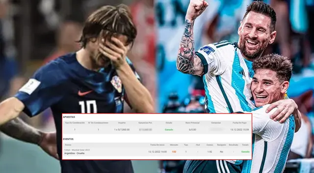 Joven ganó una fuerte suma de dinero con el triunfo de Argentina ante Croacia. Joven ganó una fuerte suma de dinero con el triunfo de Argentina ante Croacia.