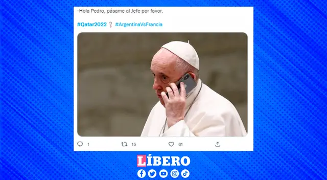 Hinchas incluyen al Papá Francisco para 'asegurar' la victoria de la Selección Argetina.