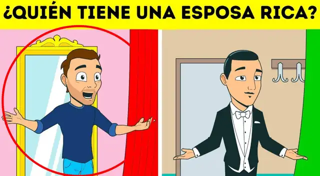 El de la izquierda tiene un esposa rica, su espejo es de oro. | Fuente: Acertijo en 7 segundos