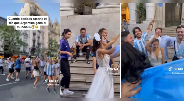 Novios argentinos dejan de lado su boda por alentar a Argentina como campeón del mundo Novios argentinos dejan de lado su boda por alentar a Argentina como campeón del mundo