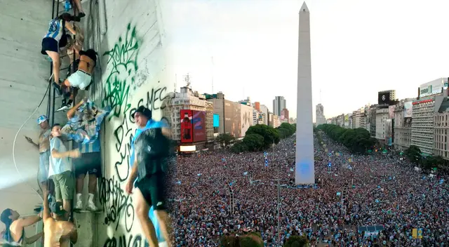 Hinchas se subieron al Obelisco durante celebración del campeonato de Argentina. Hinchas se subieron al Obelisco durante celebración del campeonato de Argentina.