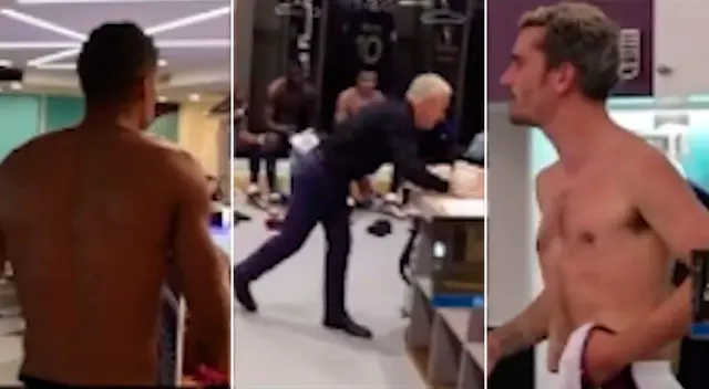 Deschamps, Varane y Griezmann furiosos en el entretiempo