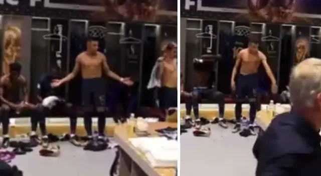 Mbappé enfurecido durante entretiempo del partido contra Argentina