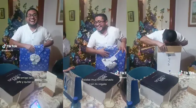 La cara de emoción y felicidad del jefe se esfumó en cuestión de segundos al acabar de abrir el obsequio.
