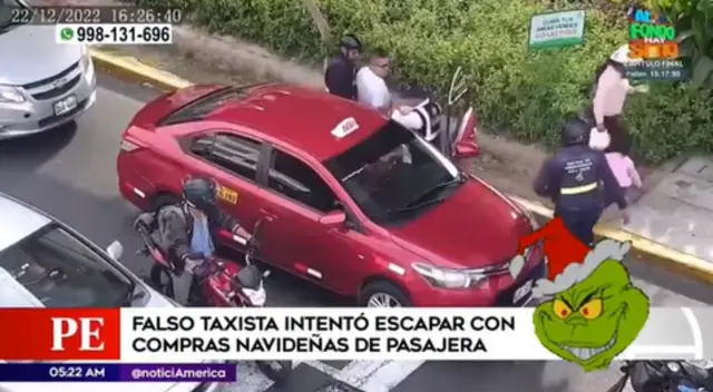 En trabajo conjunto, falso taxista fue rápidamente ubicado y pasajera pudo recuperar sus compras navideñas.