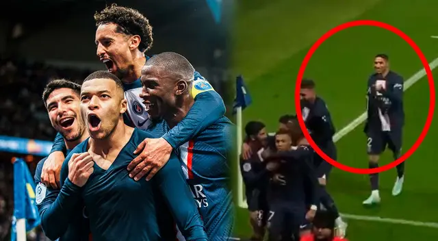 Hakimi destacó el gol de su amigo Mbappé con tremendo gesto